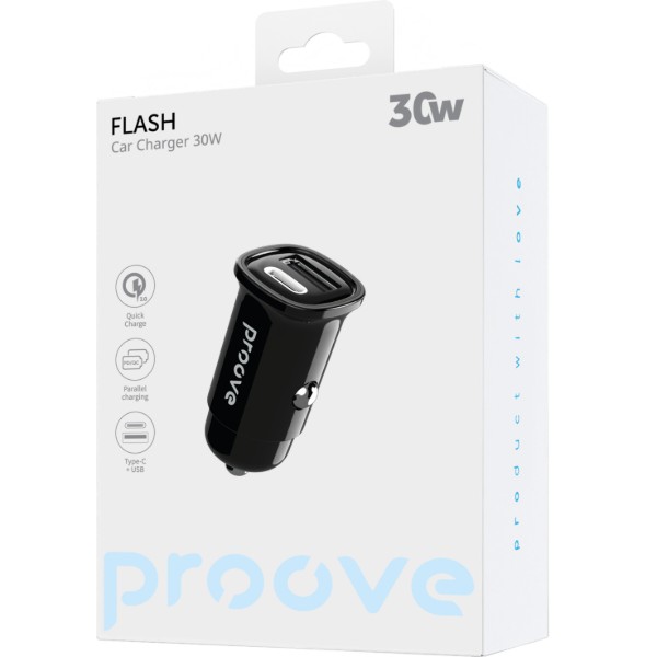 Фото - Автомобильное зарядное устройство Proove Flash 30W Type-C + USB black (CCFL30111201)